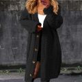 Knitted Cardigan Thickened Twist Solid Color Sweater Coat.