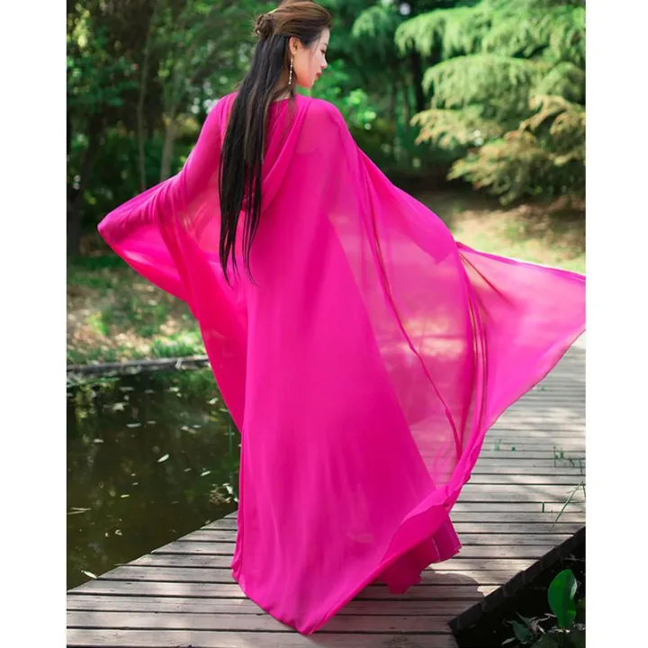 2023Summer%20New%20Chiffon%20Cloak%20Hooded%20Sunscreen%20Cardigan%20Vacation%20Beach%20Fairy%20Lace-up%20Sleeveless%20Long%20Cape%20-%20Image%203