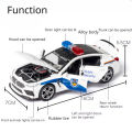 Scale 1/32 M8 Police Car Model Toy Metal Diecast with Pull Back 110 Simulation Vehicle Models Doors Openable Boy Collection Gift.