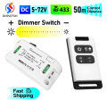 RF 433Mhz Wireless Remote Control Dimmer Light Switch DC 5V 6V 12V 24V 36V 72V Mini Receiver for Light LED Brightness Adjustment. 