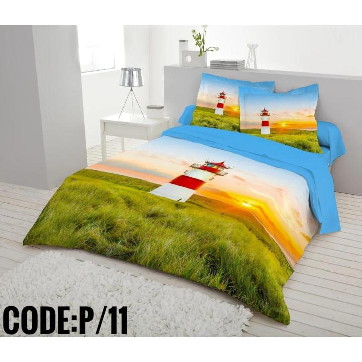Exclusive Collection I Digital Home tex King Size Cotton Panel Bedsheet with Matching Two Pillow Covers (7.5 X 8.5 Feet) - Multicolor- by Home Style House