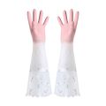 Dishwashing Gloves Thickened Rubber Laundry Gloves Women's Waterproof Rubber Household Fleece-Lined Durable Housework.