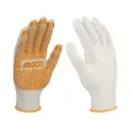 Yellow PVC single Dotted Bleach Cotton knit work Gloves 1 Pair. 