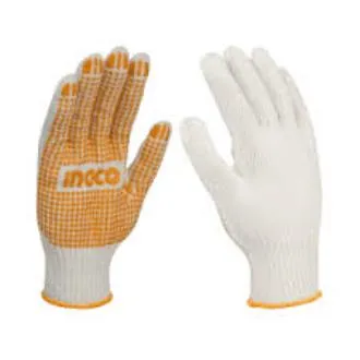 Yellow PVC single Dotted Bleach Cotton knit work Gloves 1 Pair