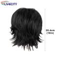 Short Men Wig Natural Looking Men's Short Curly Wig with Bangs High Quality Synthetic Hair in Black Brown Golden Colors Perfect for Men Curly Wig. 