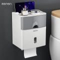 Double layer multifunctional tissue box roll paper shaft toilet free punch creative paper drawer toilet roll paper tube waterproof.