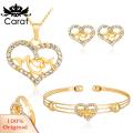 Carat Women KC Gold Plated Mom Hollow Heart Necklace Jewelry Set Bracelet Earrings. 