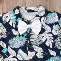 Boy's Lovely Two-piece Suit, Short Sleeve Cartoon Printed Shirt Top with Short Solid Pants for Spring, Summer and Autumn.