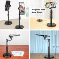 L7 Desktop Mobile Phone Holder Height Adjustable Stand & 360° Rotatable for Live Streaming Shoot YouTube TikTok Video Round Base Smartphone - Mobile Stand. 
