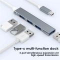 USB Type C Hub 4Port Adapter USB 3.0 Multi Splitter 4 in 1 Docking Station UltraSlim SuperSpeed Aluminum For Computer Laptop PC. 