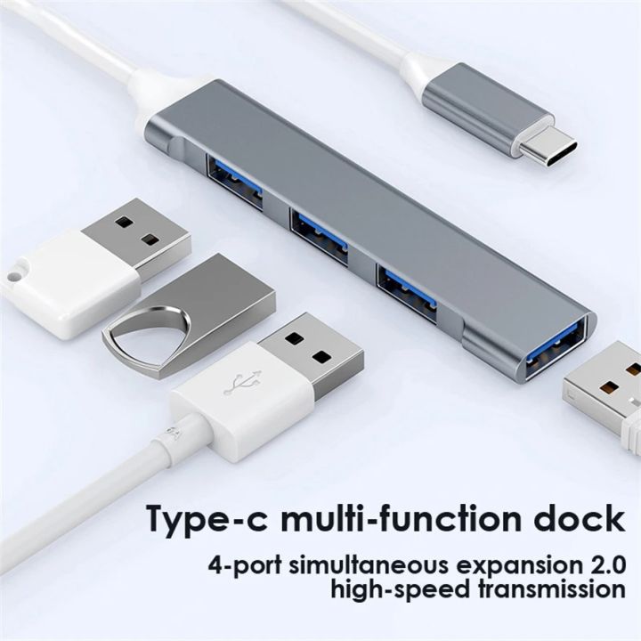USB%20Type%20C%20Hub%204Port%20Adapter%20USB%203.0%20Multi%20Splitter%204%20in%201%20Docking%20Station%20UltraSlim%20SuperSpeed%20Aluminum%20For%20Computer%20Laptop%20PC%20-%20Image%204
