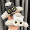 Black White Cat Hair Claw Clip Hairpin Cute Cat Rubber Bands Elastic Hair Bands Child Girls Lovely Hair Accessories Ornaments. 