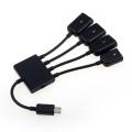Black 4 Port Micro USB Power Charging OTG HUB Cable For Smartphone Table. 