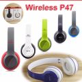 P47 Wireless Headphone Bluetooth 5.0 Earphone Foldable Bass Helmet Support TF-Card For PS4, Phone, PC With Mic Headsets Gift P47 Wireless Bluetooth Headphone Earphone with SD Card Slot | P47 Headband Foldable Stereo Bluetooth Headphones Wireless Headset. 