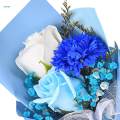 Soap Flower Bouquet Artificial Flower for Engagement Ceremony Anniversary 20cm blue paper. 