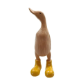 Resin Duck Statue Garden Sculpture Cute Cartoon Ducks Wearing Spotted Wellies Boot Good Luck Figurine Easy to Use Blue-S.