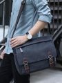 Canvas Laptop Shoulder Bag Messenger Bag Men Casual Crossbody Bags School Bookbag. 