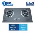 Gazi Gas Stove TG-204 | Premium Glass Body, Auto Ignition, Double Burner | LPG/NG Supported.