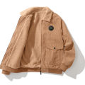 Coat Men's Autumn and Winter Fleece-lined Warm Japanese Retro Style Trends Corduroy Loose Casual Polo Collar Men's Clothing. 