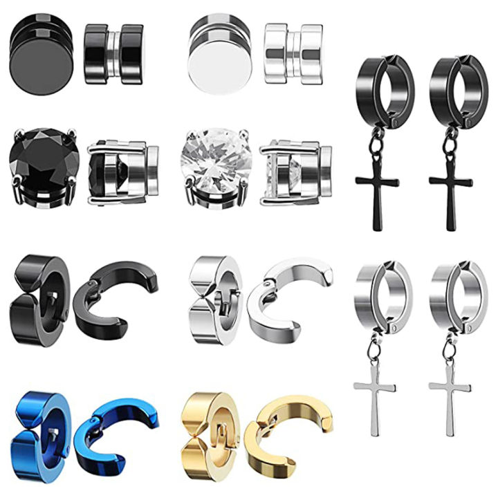 2pcs%20Punk%20Mens%20Strong%20Magnet%20Magnetic%20Ear%20Stud%20Set%20Non%20Piercing%20Earrings%20Cross%20Earrings%20Gift%20For%20Boyfriend%20Lover%20Jewelry%20-%20Image%202