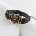 Hip Hop Rock Band Bracelet Steampunk Band Symbol Adjustable Wolf Head Charm Leather Bracelets Men Women Collection.