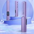 2 In 1 Lazy Straightener Hair Hot Comb Portable Mini USB Rechargeable Hair Straightener Fast Heating Hair Styling Tools.