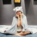 Cartoon cute cape, blanket, flannel, lazy shawl, cape, student hooded, home office, napwear. 
