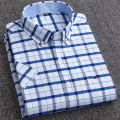 S-7XL Men's Short Sleeve Oxford Printed Casual Dress Shirts Front Patch Chest Pocket Regular-fit Button-down Collar Work Shirts. 