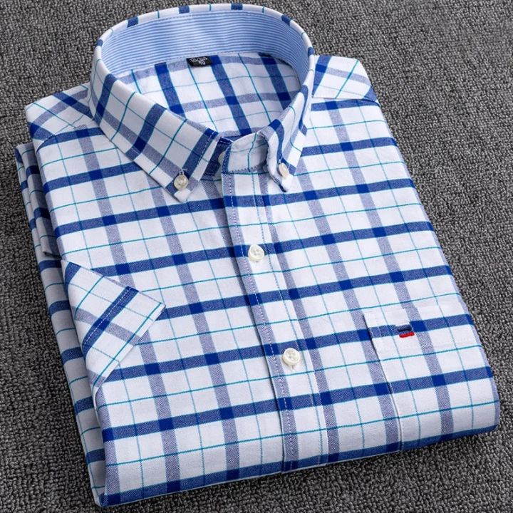 S-7XL%20Men's%20Short%20Sleeve%20Oxford%20Printed%20Casual%20Dress%20Shirts%20Front%20Patch%20Chest%20Pocket%20Regular-fit%20Button-down%20Collar%20Work%20Shirts%20-%20Image%206