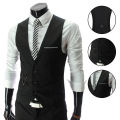 Business Vest Three Buttons Solid Color Men Formal Business Vest. 