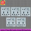 Bundle of 5 Pieces 5 Pin Multi Function Universal Wall Gang Socket. 