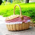 Individual Country Style Wicker Picnic Basket Hamper with Lid and Handle & Liners for Picnics, Parties and BBQs. 