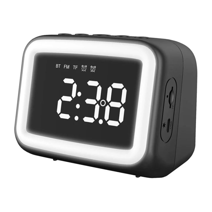 AEC BT-511 Mini LED HD Mirror Bluetooth Speaker, Support 32GB TF Card & 3.5mm AUX & Dual Alarm Clock & Real-time Temperature & Hands-free Calling(White)