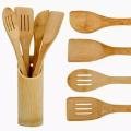 5 x Piece Bamboo Wooden Kitchen Cooking Utensils Set Tools Spatula Spoon.