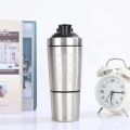 Stainless Steel Water Bottle Protein Shaker With Compartment For Bodybuilding Nutrition Supplements Gym Metal Mixer Cup 600ml. 