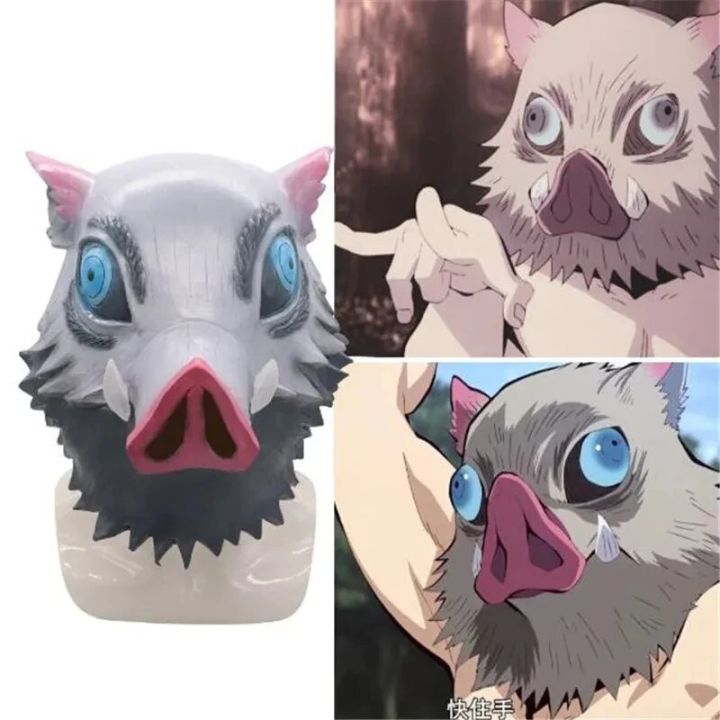 Wild Boar Head Mask Anime Demon Slayer Hashibira Inosuke Cosplay Accessory Party Costume Props Animal Headgear