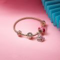 Volayer 925 Sterling Silver Bracelets Butterfly Clasp T-bar Heart Moments Beads Pavé Snake Chain Bracelets Friendship Bangles.