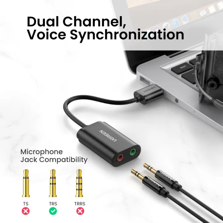 UGREEN%20Sound%20Card%20USB%20Audio%20Interface%203.5mm%20Microphone%20Audio%20Adapter%20USB%20Sound%20Card%20for%20PC%20PS4%205%20Headset%20External%20Sound%20Adapter%20-%20Image%202