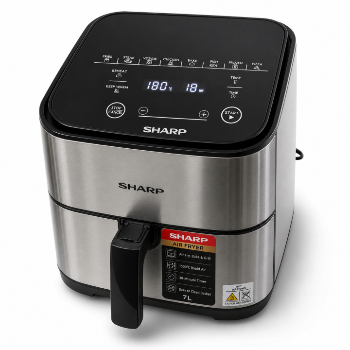 SHARP%20KF-AF70RT-S2%20Air%20Fryer%20XL%207L,%201650W%20Family%20Size%20Air%20Fryer%20with%208%20One-Touch%20Auto%20Menus%20&%20Rapid%20Air%20Circulation%20-%20Image%202