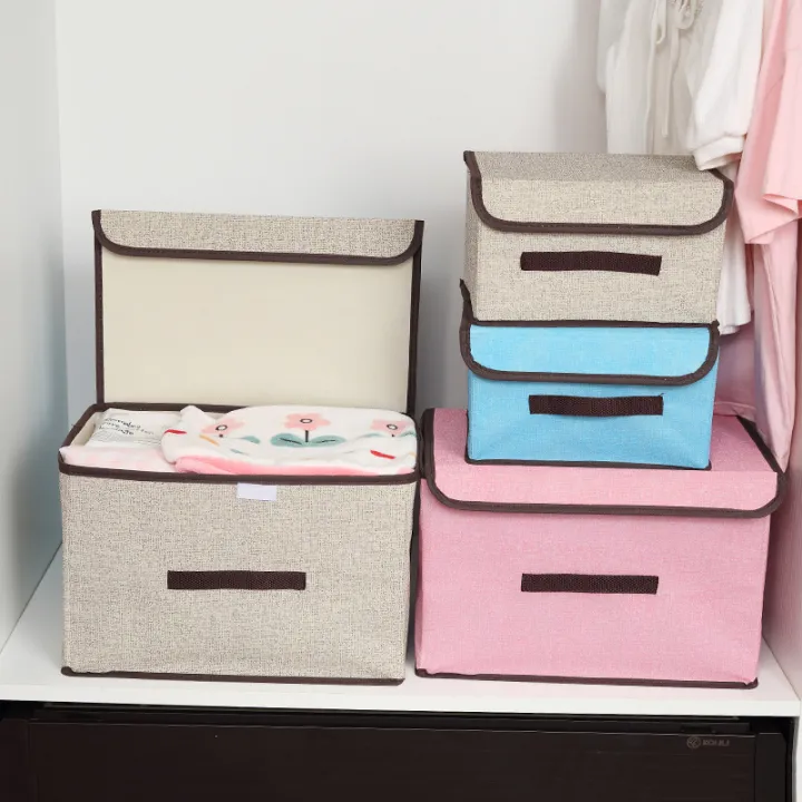 Home%20Fabric%20Non-Woven%20Fabric%20Storage%20Box%20Storage%20Box%20with%20Lid%20Foldable%20Clothing%20Clutter%20Portable%20and%20Dustproof%20Storage%20-%20Image%203