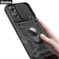 Phone Case OPPO A17 Back Cover Hard Armor Shockproof Camera Protection Handphone Casing for OPPO A17 Cover Cases Car Magnetic Navigation Holder Ring Cover.