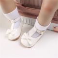 Newborn Anti-slip Shoes, Baby Girls Hollow-out Solid Color First Walking Shoes with Bow. 