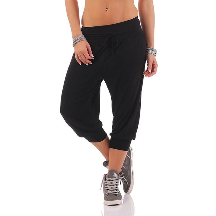 Women%20Casual%20Harem%20Pants%20Solid%20Loose%20Joggers%203/4%20Pants%20Female%20Capri%20Pants%20Calf-Length%20Drawstring%20Trousers%20Street%20Wear%20Trouser%20-%20Image%206