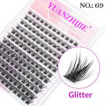 YUANZHIJIE Mix Length Fluffy Individual DIY Clusters Eyelash Extension C D Curl 144 pcs Natural Segmented Eyelash Makeup Tools.