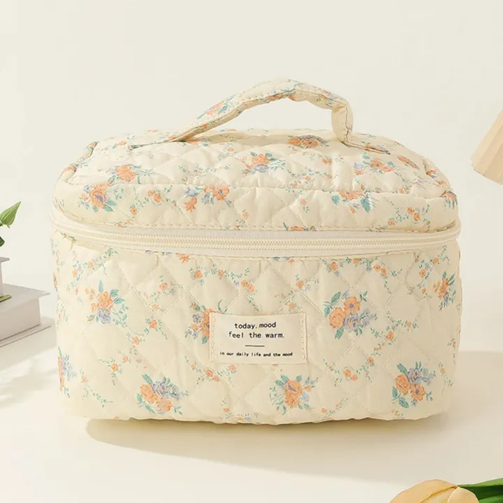 Women%20Floral%20Cosmetic%20Bag%20Printed%20Cotton%20Aesthetic%20Toiletry%20Purse%20Large%20Capacity%20Zipper%20Closure%20Girls%20Daily%20Handbag%20-%20Image%204