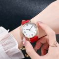 【The road to happiness Store】Luxury quartz alloy watch ladies fashion stainless steel dial casual bracele watch leather wristwatch for women. 