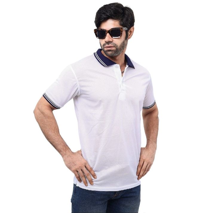 White%20Color%20Mesh%20Fabric%20Polo%20T-shirt%20For%20Man's%20-%20Image%202
