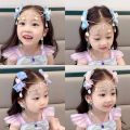 Children Cute Baby Mermaid Princess Pearl Fringe Bow Forehead Chain Hairpin Fairy Hair Accessories Cartoon Girls Hair Clip.