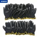 10 Pairs PU Nitrile Safety Coating Nylon Cotton Work Gloves Palm Coated Gloves Mechanic Working Gloves have CE EN388.