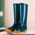 New Knee-High Rain Boots Women's Rain Shoes Fleece-Lined Warm Winter Rain Boots Waterproof Non-Slip Tendon Bottom Rubber Shoes Lightweight for Summer.